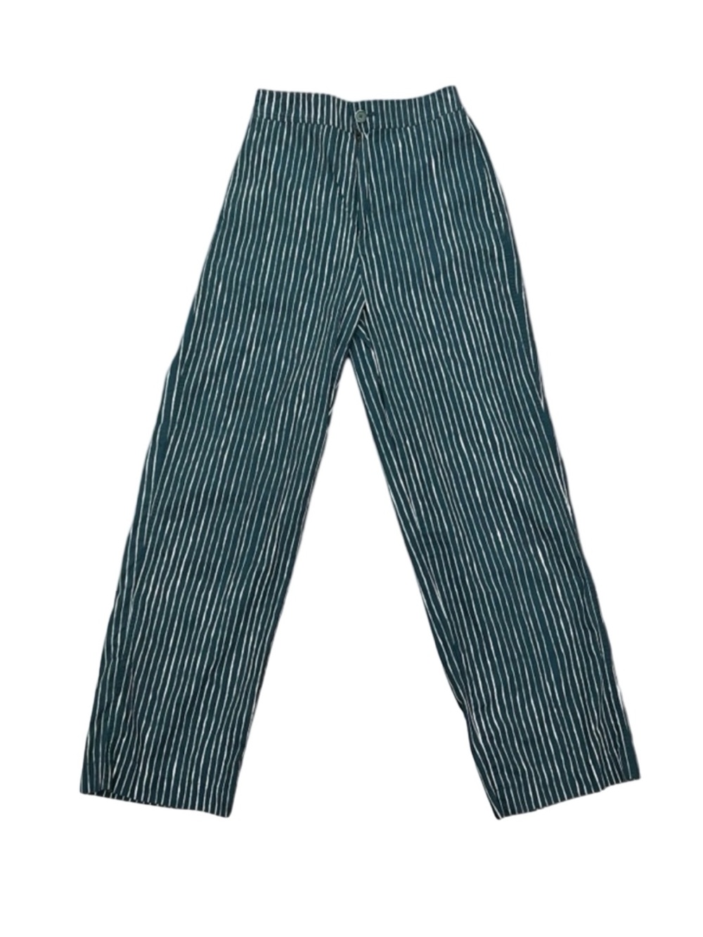 Women’s Uniqlo Green & White Striped Cotton Pants 2010s - Picture 1 of 8